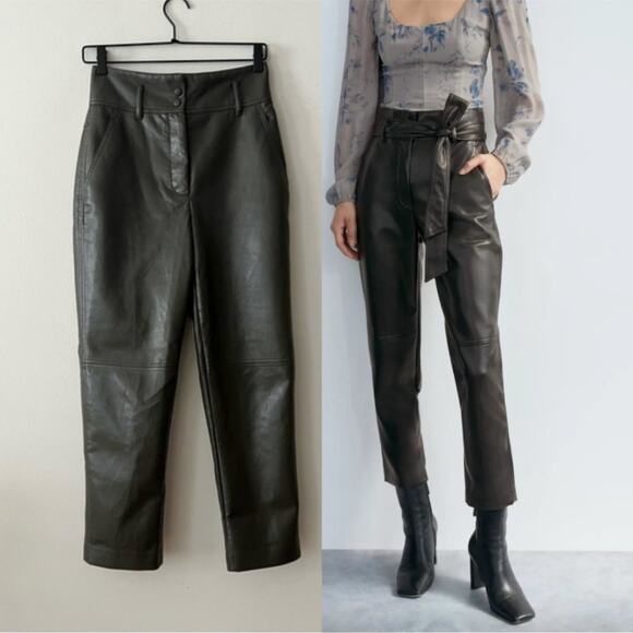 Aritzia Pants - Aritzia Wilfred High Tied Belted Vegan Leather Pants *Missing Belt*